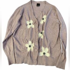 Aaeda‎ Womens Size Medium Purple Floral Button Sweater Cardigan Medium